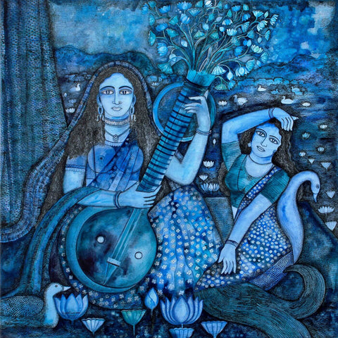 Saraswati Blue - Canvas Prints