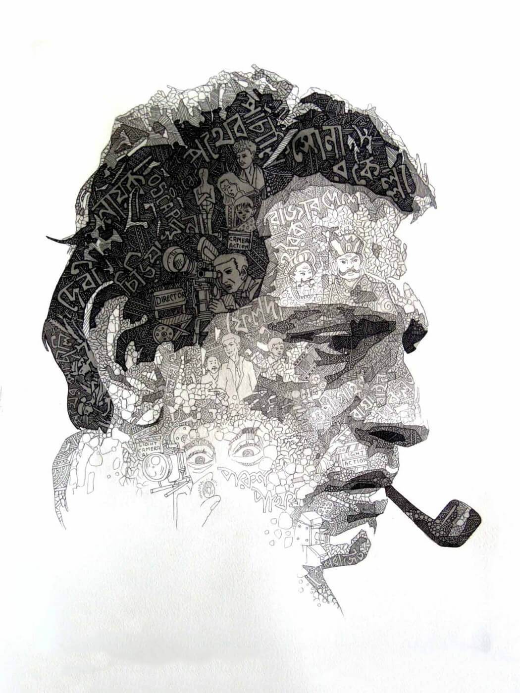 satyajit ray sketch drawing