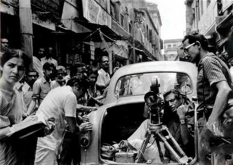 Satyajit Ray On Location For Jana Aranya 1975 - Bengali Movie Collection - Art Prints