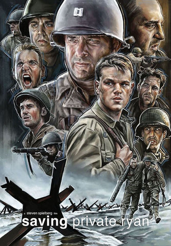 Saving Private Ryan - Tom Hanks Steven Spielberg - Hollywood War WW2 Movie Art Poster - Art Prints