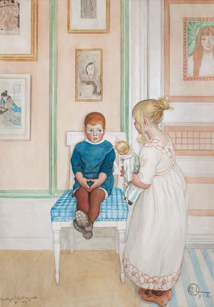 Say, Are You Afraid Of Me (Gunlög) - Carl Larsson - Water Colour Painting - Framed Prints
