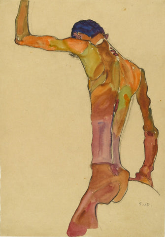 Male Nude with Raised Arm by Egon Schiele