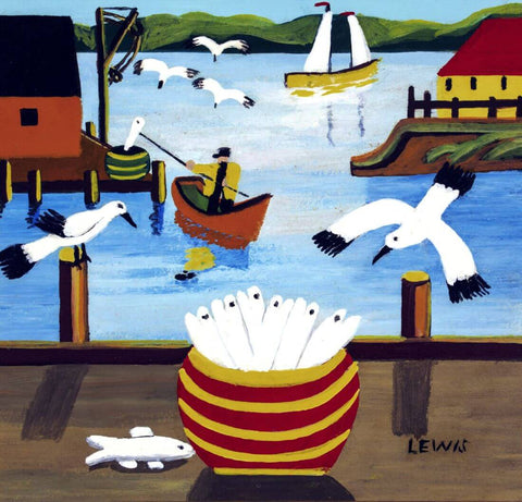 Seagulls - Maud Lewis - Canadian Folk Art Painting by Maud Lewis