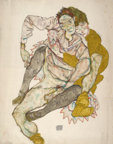 Seated Couple - Egon Schiele by Egon Schiele
