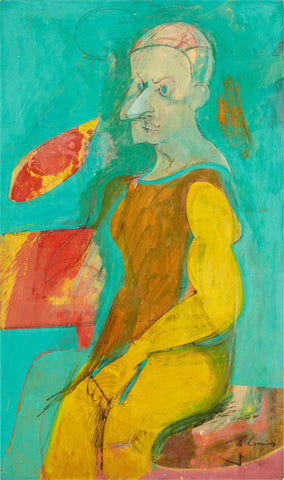 Seated Man (Clown) - Willem de Kooning - Abstract Expressionist Painting - Life Size Posters