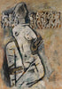 Seated Woman - M F Husain Painting - Art Prints