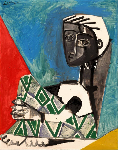 Seated Woman (Jacqueline) Femme Accroupie II - Pablo Picasso - Masterpiece Painting - Life Size Posters