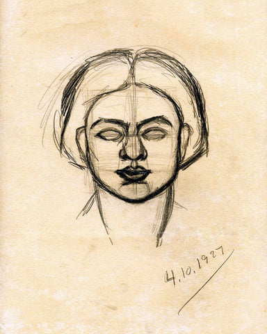 Self-Portrait - Amrita Sher-Gil - Sketch - Canvas Prints