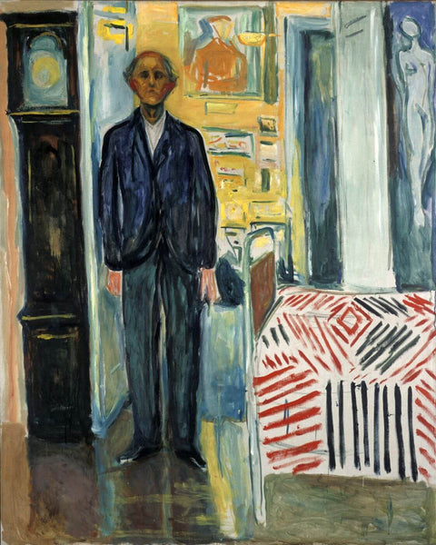 Self-Portrait Between the Clock and the Bed - Edouard Munch - Framed Prints