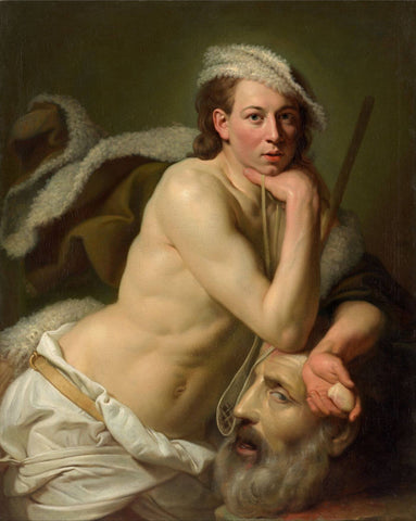 Self-portrait As David with the head of Goliath- Johann Zoffany - Large Art Prints by Johann Zoffany
