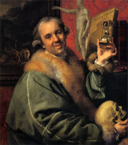 Self-portrait (with Hourglass and Skull) - Johann Zoffany - Large Art Prints by Johann Zoffany