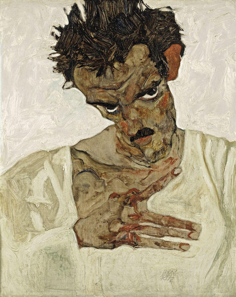 Self Portrait With Bowed Head (Selbstbildnis Mit Gesenktem Kopf) - Egon Schiele - Framed Prints