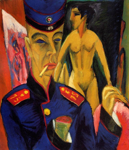 Self Portrait As Soldier - Large Art Prints by Ernst Ludwig Kirchner