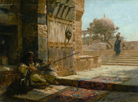 Sentinel At The Entrance To The Temple Mount, Jerusalem - Framed Prints by Gustav Bauernfeind