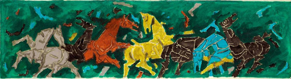 Seven Horses- Maqbool Fida Husain – Painting - Art Prints