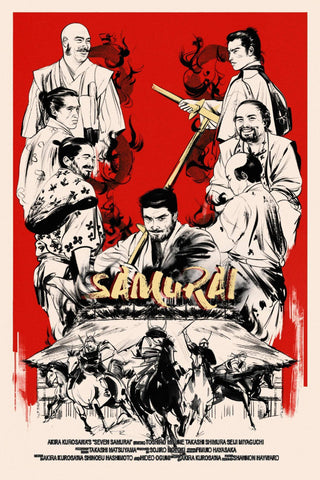 Seven Samurai - Akira Kurosawa 1954 Japanese Cinema Masterpiece - Movie Art Graphic Poster - Life Size Posters by Kentura