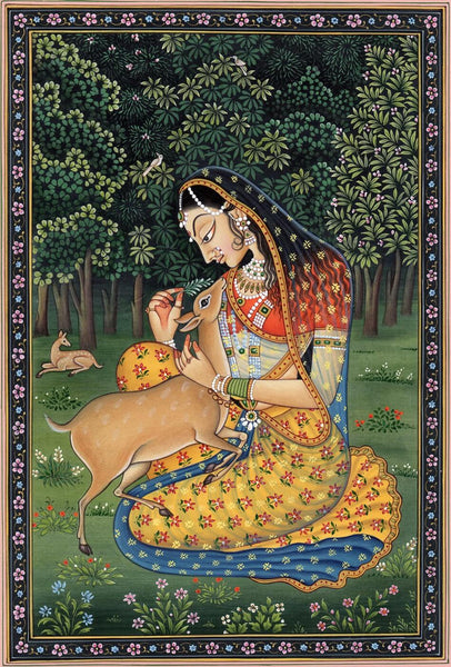 Indian Miniature Art - Shakuntala - Canvas Prints