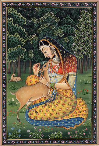 Indian Miniature Art - Shakuntala - Canvas Prints