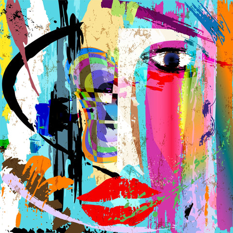 Eyes And Lips Abstract Digital Art - Canvas Prints by Sina Irani