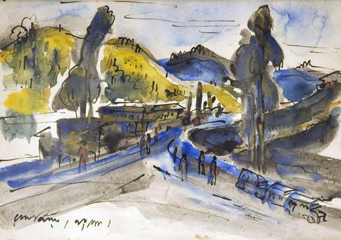 Shillong - Ramkinkar Baij - Bengal School Indian Painting - Art Prints