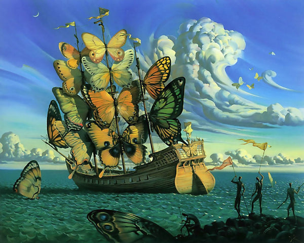 Ship With Butterfly Sails - Art Prints