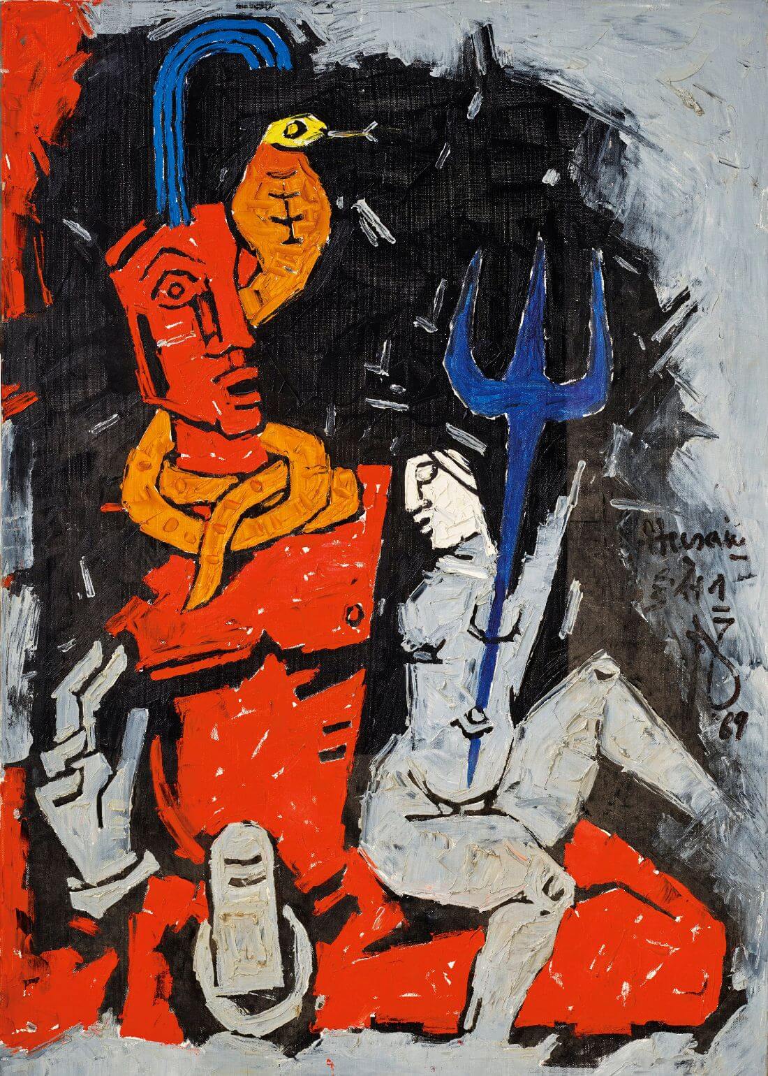 Shiva And Parvati - Maqbool Fida Husain Painting - Large Art Prints by M F Husain | Buy Posters, Frames, Canvas & Digital Art Prints | Small, Compact, Medium and Large Variants