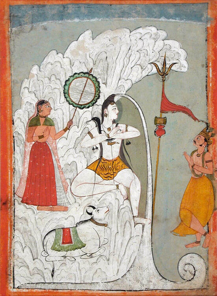 Shiva Bearing The Descent Of The Ganges River - C. 1740- Vintage Indian Miniature Art Painting - Canvas Prints