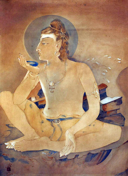 Shiva Drinking the World Poison - Nandalal Bose - Bengal School Indian Art Painting - Art Prints