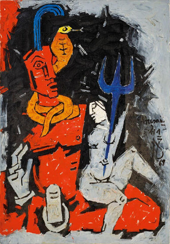 Shiva Parvati - Maqbool Fida Husain  Painting - Framed Prints