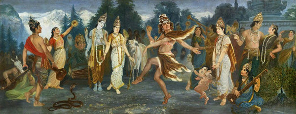 Shiva Twilight Dance - Ananda Tandav With Hindu Pantheon - M V Dhurandhar - Indian Masterpiece Painting - Life Size Posters