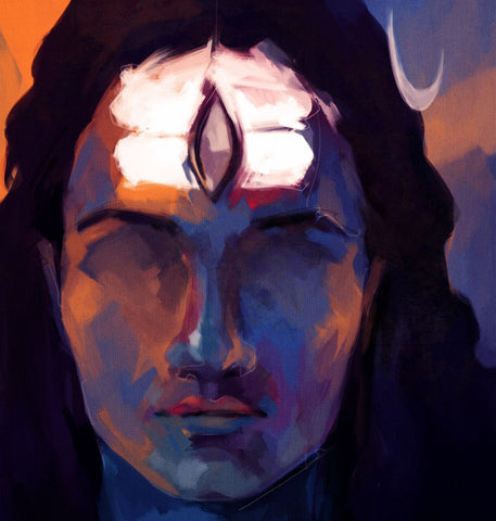 Shiva Meditating Painting - Framed Prints