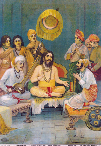 Shivaji Ramadas Meeting - M V Dhurandhar  - Raja Ravi Varma Press - Indian Masters Painting - Posters