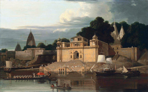 Shivala Ghat Benares - William Daniell - Vintage Orientalist Aquatint of India - Canvas Prints