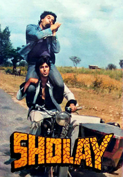 Sholay - Amitabh Bachchan And Dharmendra - Bollywood Classic Hindi Movie Poster - Art Prints