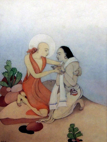 Shri Chaitanya Meeting with Ramananda Roy - Kshitindranath Mazumdar – Bengal School of Art - Indian Painting - Art Prints