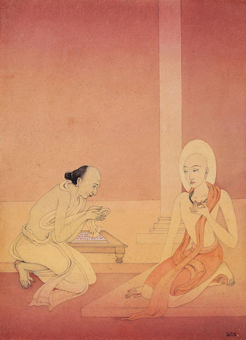 Shri Chaytania And Basudeb- Kshitindranath Mazumdar – Bengal School of Art - Indian Painting by Kshitindranath Majumdar