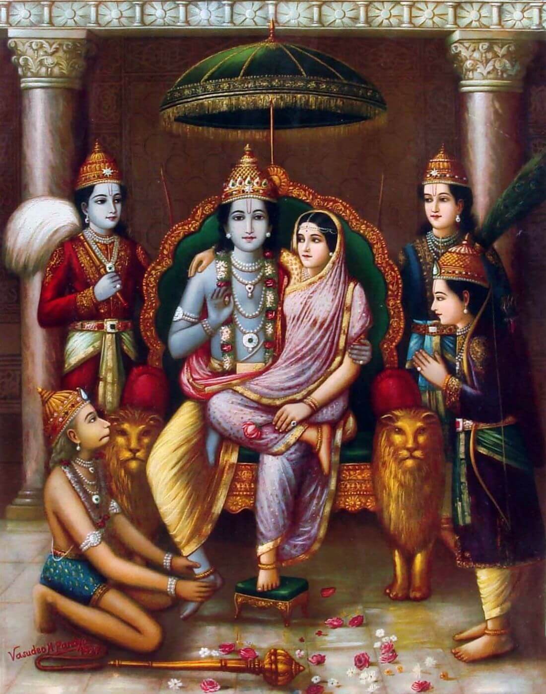 Shri Ram Panchayatan Raja Ravi Varma Press Framed Prints by