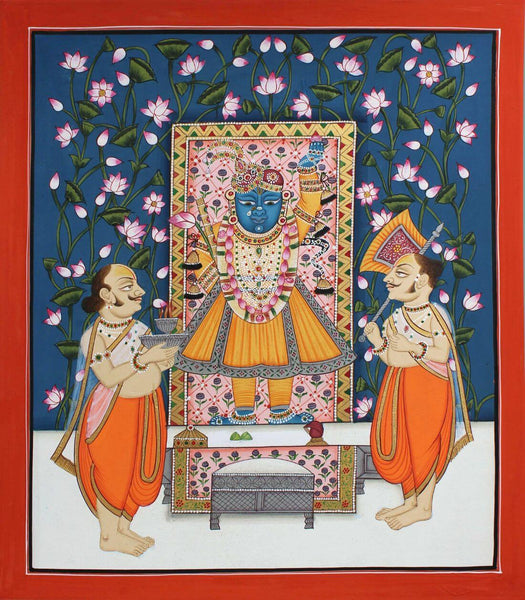 Shrinathji Darshan - Krishna Pichwai Indian Painting - Large Art Prints