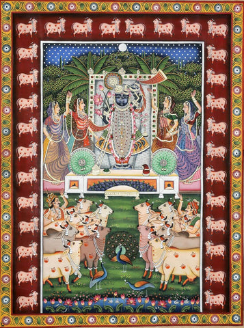 Shrinathji Darshan - Nathdwara - Pichwai Painting by Krishna Pichwai