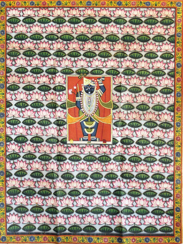 Shrinathji Jal Kamal - Pichwai - Krishna Painting - Life Size Posters