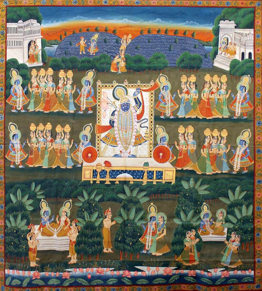 Shrinathji Ki Daan - Krishna Pichwai Vintage Indian Painting - Art Prints