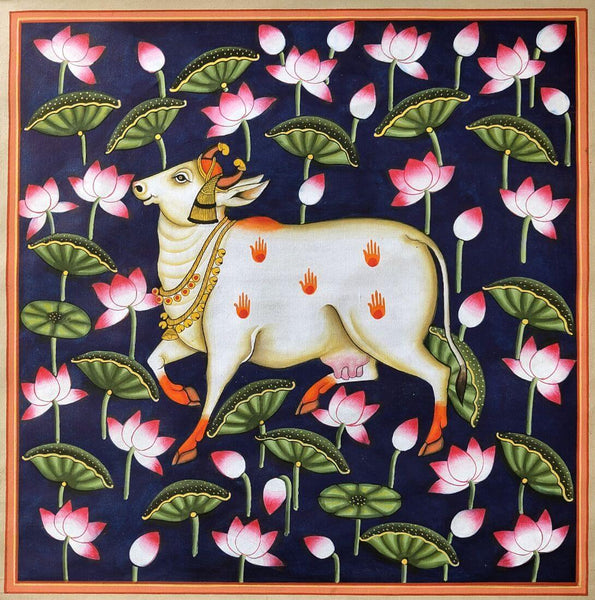 Shrinathji's Cows - Krishna Pichwai Indian Painting - Life Size Posters