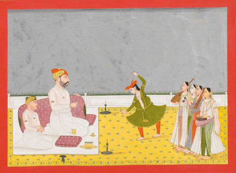Shuja' Al - Dawla And His Son Asif Al - Dawla Of Awadh Watching A Dancer - C.1770 -  Vintage Indian Miniature Art Painting - Canvas Prints