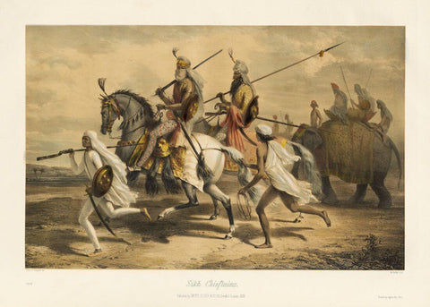 Sikh Chieftains - Prince Alexis Dmitievich Soltykoff - Indian Scenes – Lithograpic Print – Orientalist Art Punjab Sikhism Painting - Canvas Prints