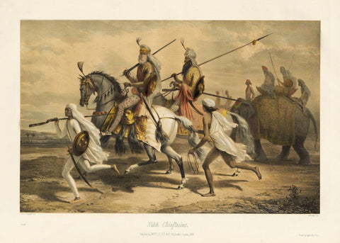 Sikh Chieftains - Prince Alexis Dmitievich Soltykoff - Indian Scenes – Lithograpic Print – Orientalist Art Punjab Sikhism Painting - Framed Prints