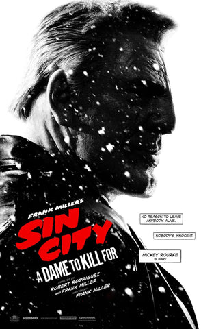 Sin City A Dame to Kill For - Mickey Rourke - Robert Rodriguez Hollywood Movie Poster - Life Size Posters by Joel Jerry