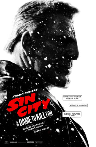 Sin City A Dame to Kill For - Mickey Rourke - Robert Rodriguez Hollywood Movie Poster by Joel Jerry