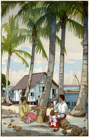 Singapore Scene - Yoshida Hiroshi - Ukiyo-e Woodblock Print Japanese Art Painting - Posters