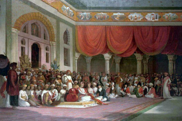Sir Charles  Concluding A Treaty In Durbar with the Peshwa of the Maratha Empire - Thomas Daniell  - 1790 Vintage Painting - Canvas Prints