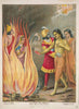 Sita's Ordeal by Fire - Rama is Seen being Restrained, Lithograph Print - Bengal Art Studio, Circa 1895 - Framed Prints